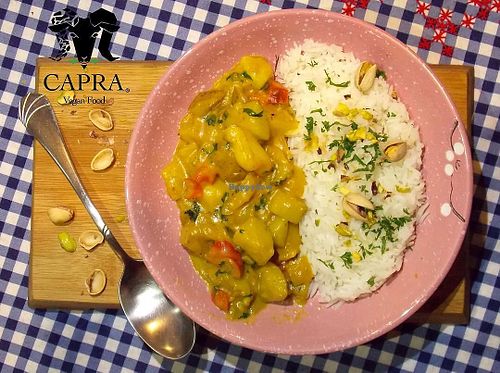 Curry, jazmin rice at Capra in San Jose