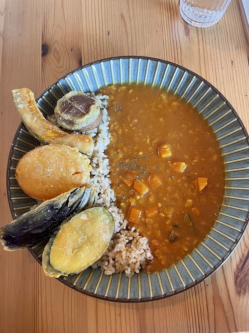 Tempura rice  at Marugoto Vegan Dining Asakusa in Tokyo