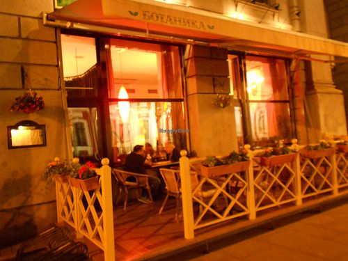 terrace outside at Cafe Botanika in St Petersburg