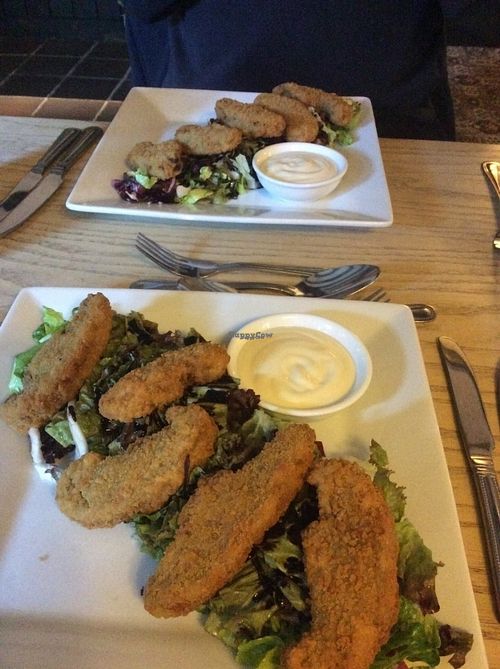vegan crispy breaded mushrooms at The Vegetarian Red Lion in Ipswich