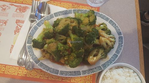 Broccoli with garlic sauce delicious hints of orange and sesame  at Peking House in Homestead