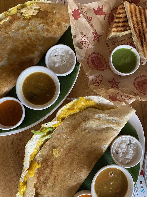 Potato dosa, pumpkin dosa and grilled cheese sandwich   at Masala Dosa Street Kitchen - MDSK in Phnom Penh