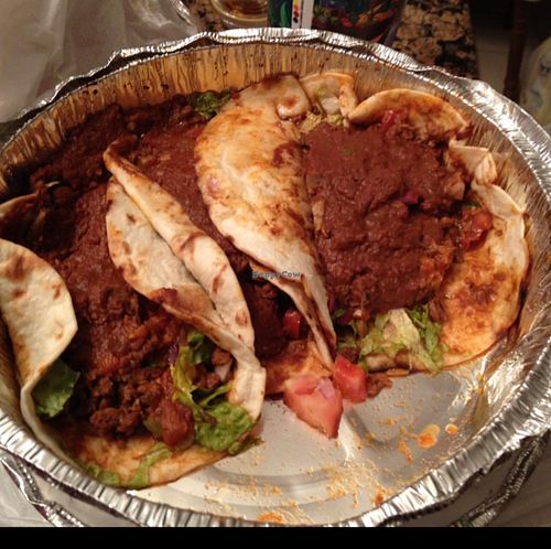 Spicy Seitan Chorizo soft tacos - carry-out at The Belgian Cafe in Philadelphia