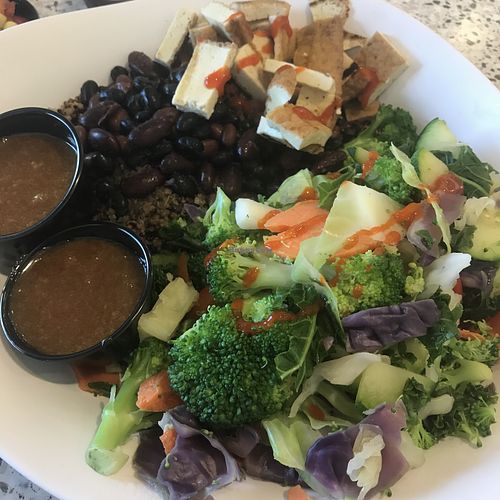 Quinoa, black beans and tofu.  at Crazy Bowls & Wraps in Mason