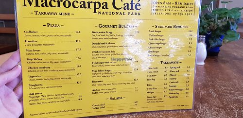 Menu Page 1 at Macrocarpa Cafe in National Park