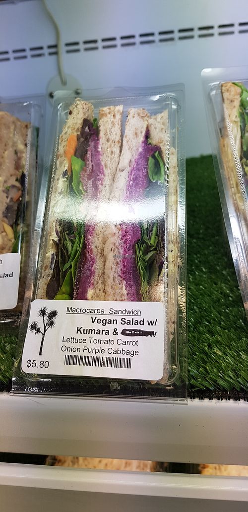 Vegan Sandwhich on offer at Macrocarpa Cafe in National Park