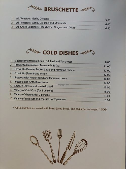 Menu at Popolo in Mykonos