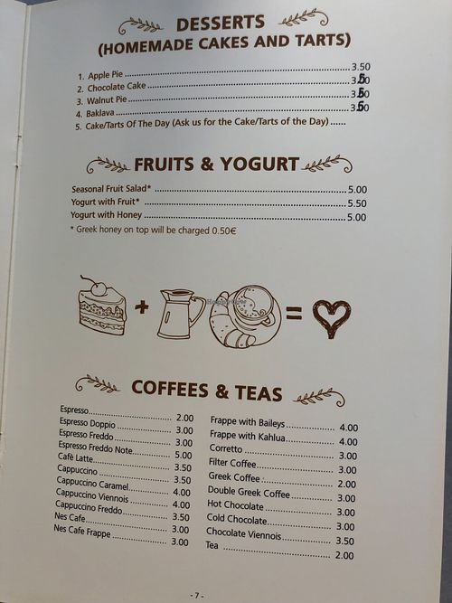 Dessert and coffee tea etc at Popolo in Mykonos