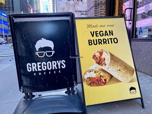 sign  at Gregory's Coffee - 7th Ave in New York City