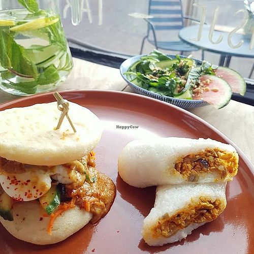 Vegetarian bapao en lemper, salade with watermelon at SESAM in Zutphen