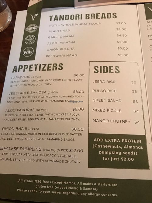 2 of 2 menu at India Ocean Restaurant  in Christchurch