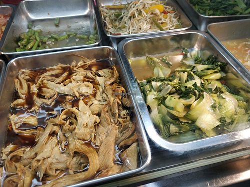 Buffet selection at Vegetarian Stall in Central Singapore