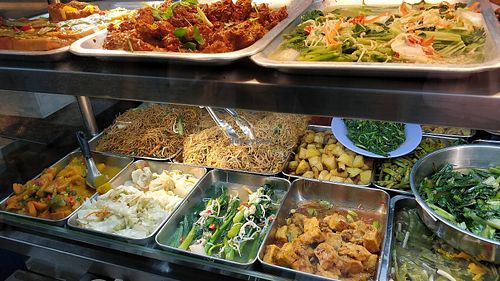 buffet spread at Vegetarian Stall in Central Singapore