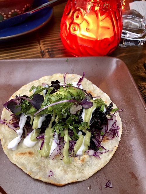 Hibiscus taco  at Om Sabor in San Francisco