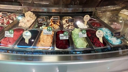 Vegan ice cream is labelled. at  Slaščičarna Bambú in Nova Gorica