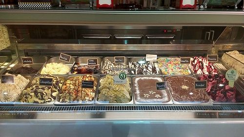 Vegan ice cream is labelled. at  Slaščičarna Bambú in Nova Gorica