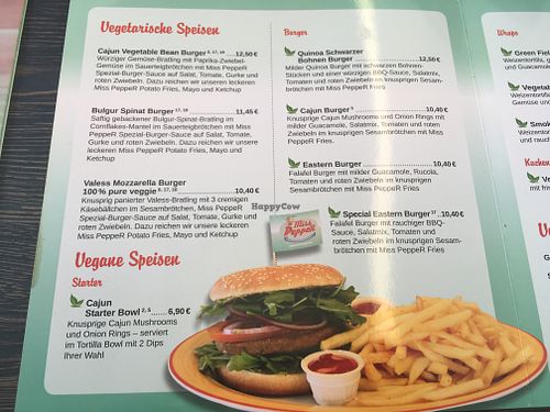 Vegan Menu at Miss PeppeR in Frechen