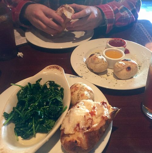 Meatless Ball Sub w/ Garlic Knots and Steamed Spinach at Ethos Vegan Kitchen in Winter Park
