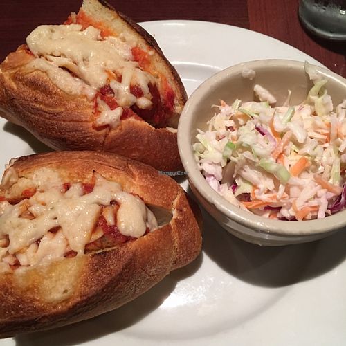 Meatball sub with a side of coleslaw  at Ethos Vegan Kitchen in Winter Park