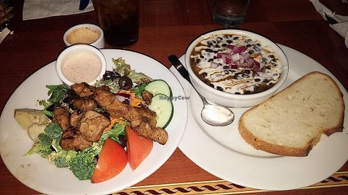 Seitan salad and black bean soup at Ethos Vegan Kitchen in Winter Park