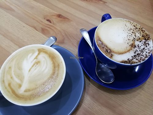 Latte and cappuccino at 269 Vegan in Perth