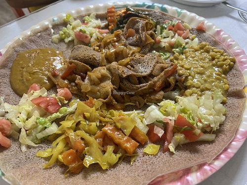 Variety of vegan items.   at Mesob Cafe in Virginia Beach