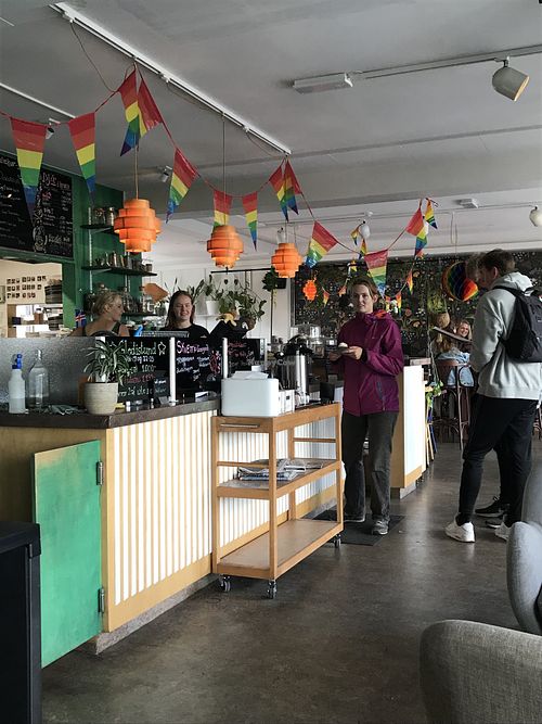 order at the counter  at Kaffi Laekur in Reykjavik