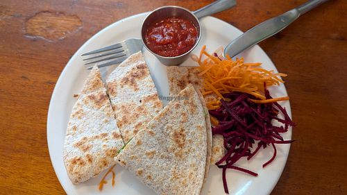Quesadilla (vegan version) at The Naam in Vancouver