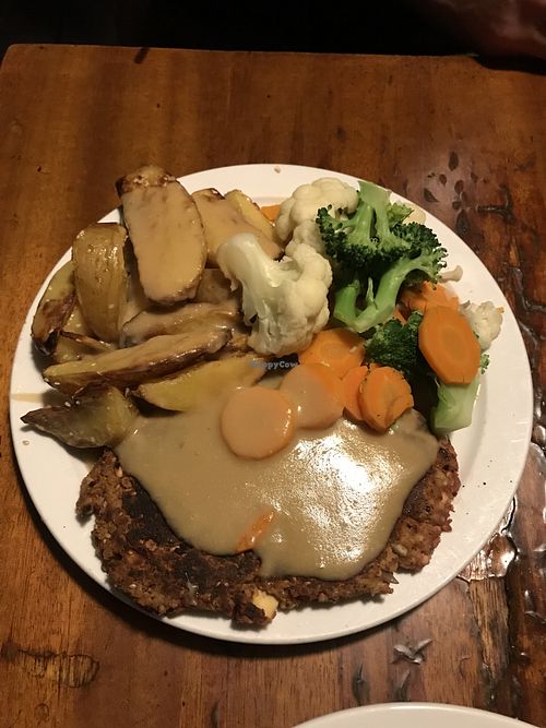 Veggie vegan steak  at The Naam in Vancouver