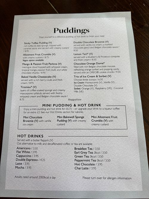 Dessert menu | April 2025 at The Traveller's Rest in Caerphilly