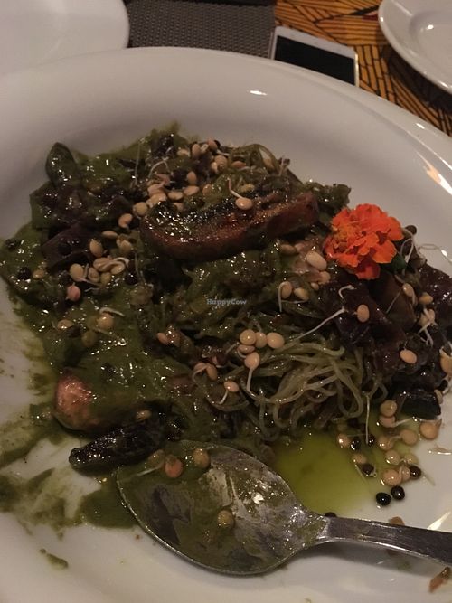 From August 2017 
Green curry noodles, i loved how they used a lot of spices, seeds,sprouts and even edible flowers!! at Ta Kalamia in Lefkada