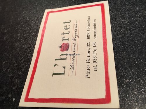 Business card at L'Hortet in Barcelona