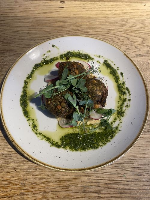 Pea falafel starter  at The Devil's Dyke in Poynings