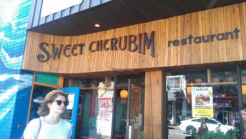 outside at Sweet Cherubim Restaurant and Bakery in Vancouver