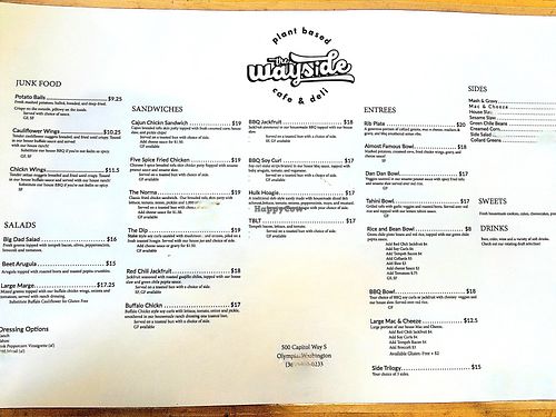 Menu at The Wayside Cafe & Deli in Olympia