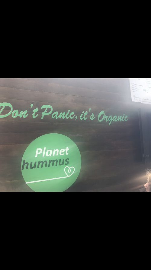Their cute slogan. at Planet Hummus in Venice