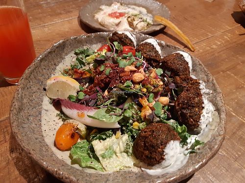 Sweet caesar's salad with falafel at Honest Greens - Hortaleza in Madrid