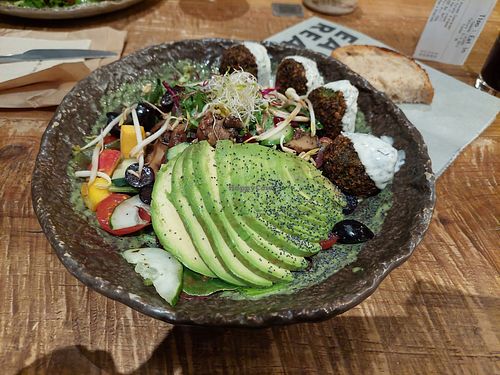 Wild avocado and falafel at Honest Greens - Hortaleza in Madrid