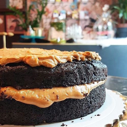 Chocolate and peanut butter cake!  at Bombon in Madrid