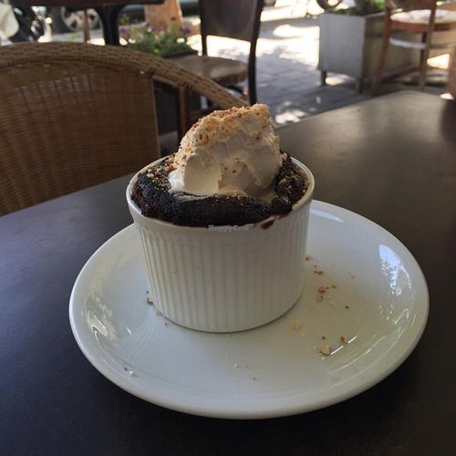 chocolate soufflé  at Buddha Burgers - Yehuda HaLevy in Tel Aviv