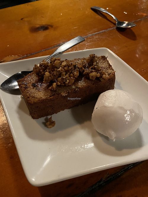 Vegan banana bread  with coconut ice cream  at Terra Luna in North Truro