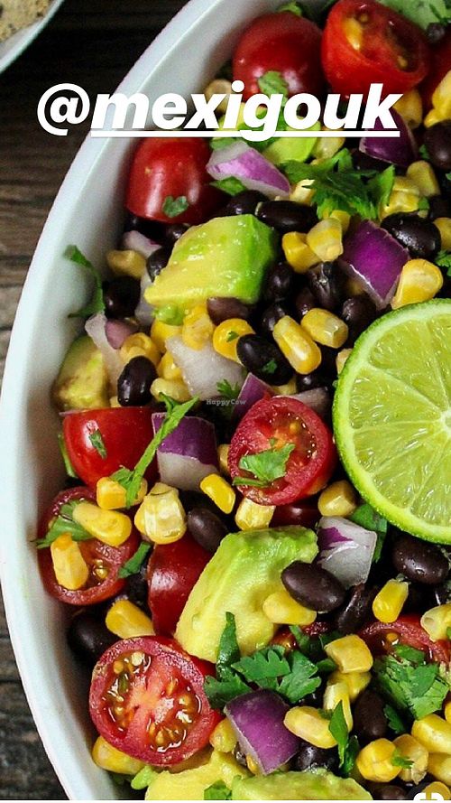 Black bean, corn, lime and tomato mexigo salad at Mexigo in Maidstone