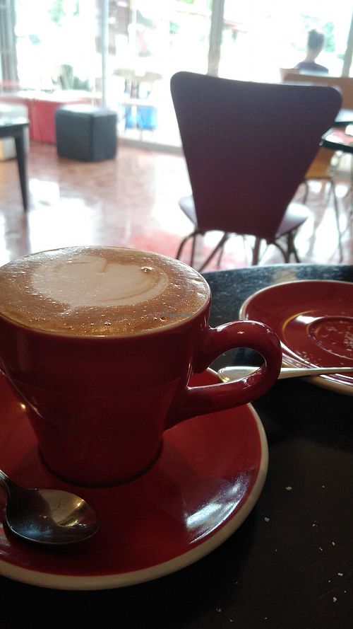 Vegan coffee varieties available 20kKip up, choice: soy or almond milk at Cafe Eh Eh in Vang Vieng