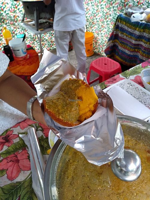 A vegan acarajé ready to consume. at Acarajé da BaiAnna in Rio De Janeiro