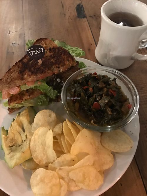 BLT and collard greens at Trio Plant-Based in Minneapolis