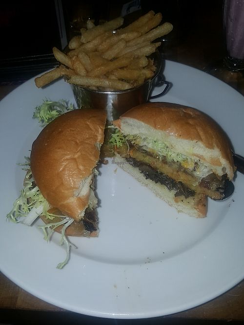Fun-ghi burger subbed veggie patty and vegan cheese  at Holsteins in Las Vegas