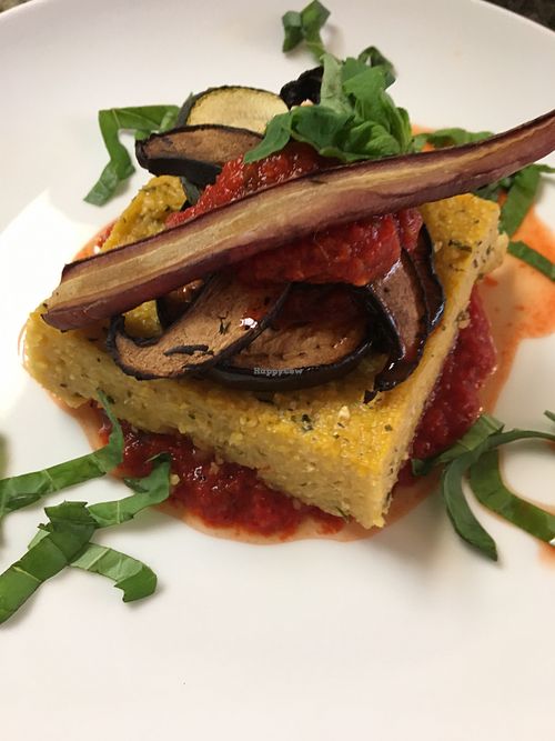 Roasted Vegetables over Baked Polenta at Plant Based Only Catering in Austin