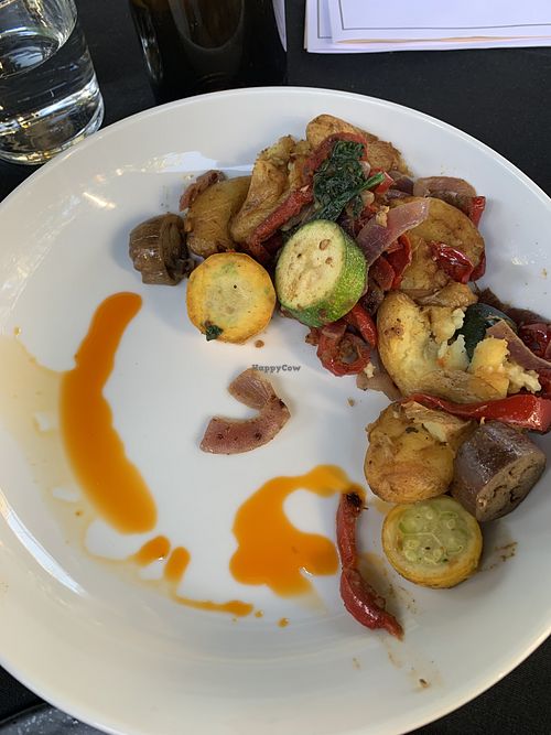 Vegetable hash…also came with avocado toast which was devoured before the picture. Lol.  at Revolution Winery and Kitchen in Sacramento