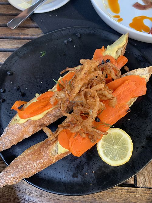 Carrot lox tartine…so yummy!!  at Revolution Winery and Kitchen in Sacramento