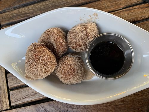 Pumpkin donuts.  Slightly underdone but still good! at Revolution Winery and Kitchen in Sacramento